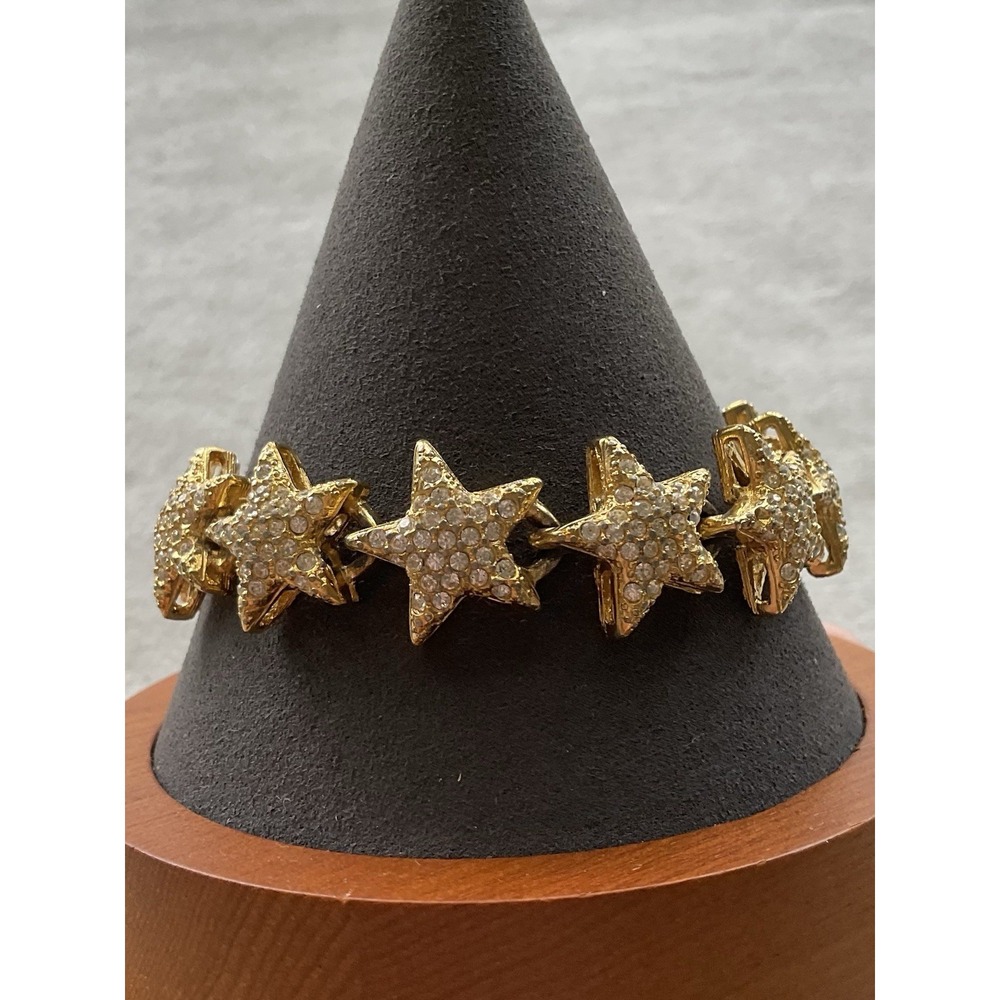 Vintage Signed Carol Lee Star Link Bracelet Estate Jewelry READ